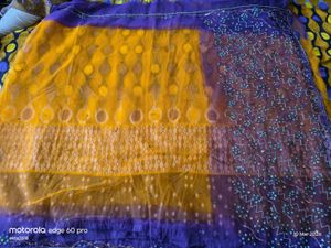 Beautiful orange &amp; Purple Saree with Blouse