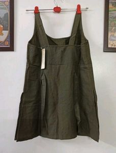 Aesthetic Olive/Army Green Pinafore Tunic Dress