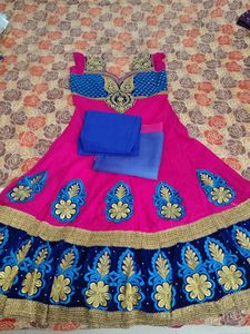 Beautiful Pink and Blue Anarkali Suit