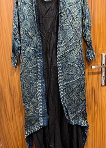 Boho Print Blue Shrug with black gown under
