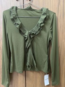 Green Ruffle Top