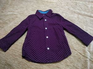 Purple Polka Dot Button-Up Shirt