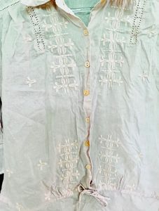 Light Pink Embroidered Shirt Top