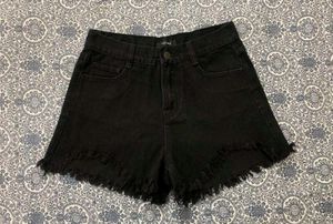 Black Denim Cut-Off Shorts