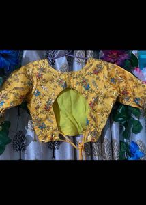 Yellow Embroidered Blouse with Tassel Tie-up