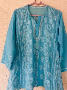 Beautiful Blue Chikankari Kurta