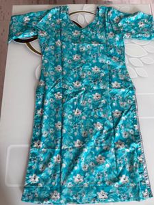 Teal Floral Kurta Set