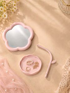 Cute Flower Makeup Mirror with Tray