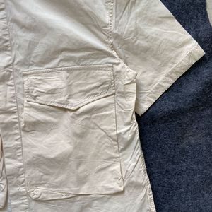 Men's Beige Short Sleeve Shirt