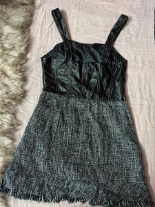 Chic Black &amp; Grey Tweed Mini Dress