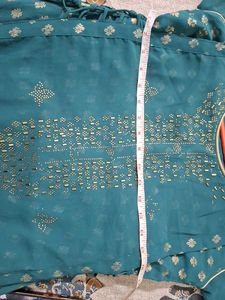 Elegant Teal Kurta Set with Gold Print