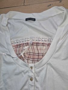 Cute Plaid Layered Short Sleeve Top