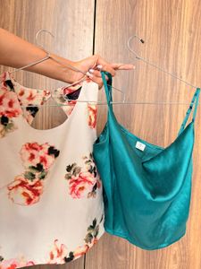 Chic Floral &amp; Silky Teal Tops