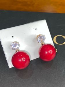 Red Pearl Drop Earrings