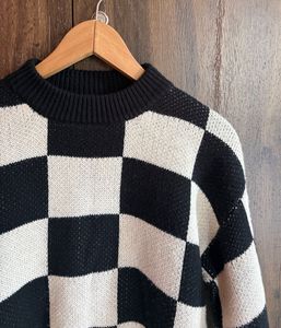 Checkerboard Knit Sweater
