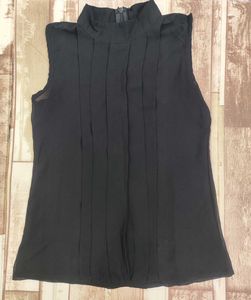 Chic Sleeveless Transparent Mock Neck Top