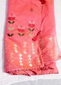 Beautiful Pink &amp; Orange Embroidered Saree