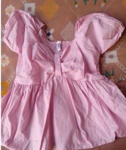 Chic Pink Striped Peplum Top