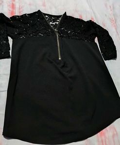 Chic Black Lace Zip Top