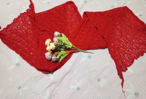 cotton blend tie-up tops and red muffler (2item)