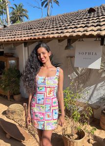 Vibrant Stamp Print Mini Dress