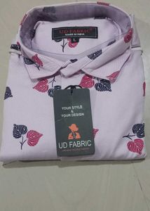 Men's Pink Leaf Print Shirt
