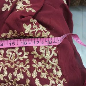 Maroon &amp; Gold Embroidered Ethnic Gown