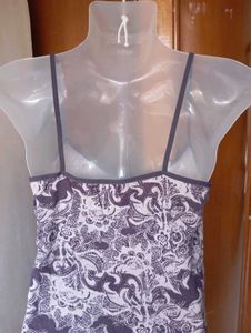 Purple Floral Lace Trim Cami Top