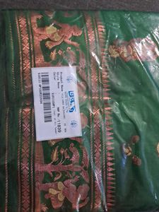 Green Silk Saree with Intricate Motifs