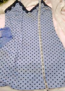 Cute Blue Heart Print slip with brief 👍
