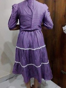 Purple Ethnic Kurta with White Trim