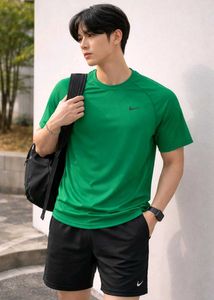 Vintage Nike Green Shoulder Down T-Shirt