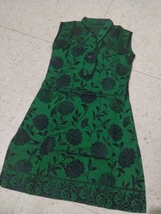 Elegant Green Floral Kurti Dress(2 time used only)