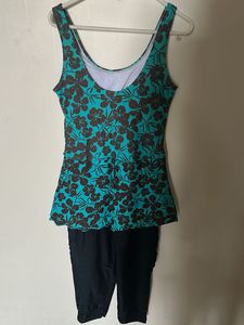 Teal Floral Swimsuit Tankini Set