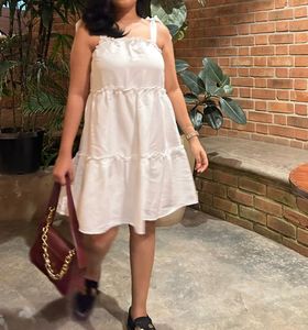 White Tiered Ruffle Dress