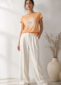 Peach Cotton Graphic T-Shirt