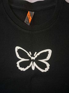Black Butterfly Graphic Crop top