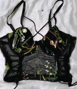 Sheer Floral Corset Top