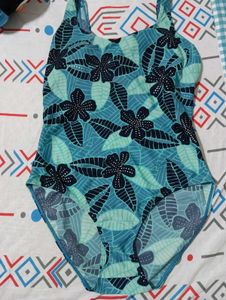 Blue Tropical Print One Piece Swimsuit