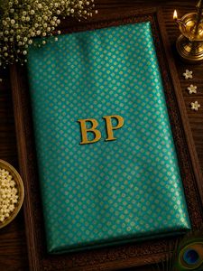 Teal Mashru Silk Saree with Floral Motifs