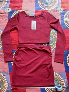 Elegant Maroon Bodycon Dress Set