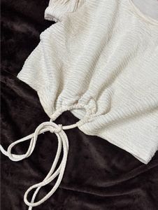 Summer Beachy Tie-Front Waffle Knit Top