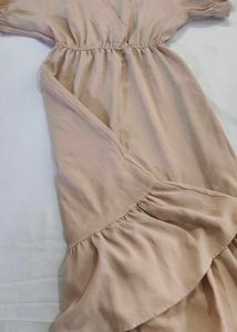 Elegant Beige Wrap Dress
