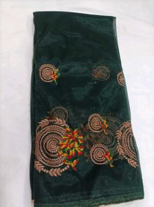 Elegant Green Embroidered Saree