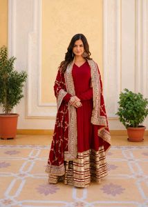 Elegant Maroon Anarkali Set with Dupatta