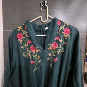 Embroidered Teal Long dress