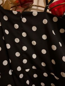 Berrylush Women Black Printed Wrap Dress Polka Dot