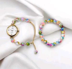 Cute Beaded Watch with Matching Bracelet