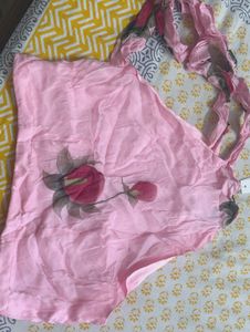 Pink Floral Print Top And Bottom
