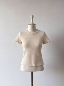 Textured Cream Short Sleeve Top